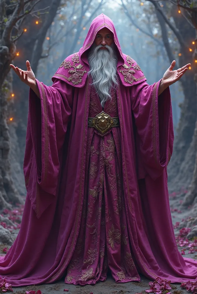 A wizard wearing a splendid Fuxia robe
