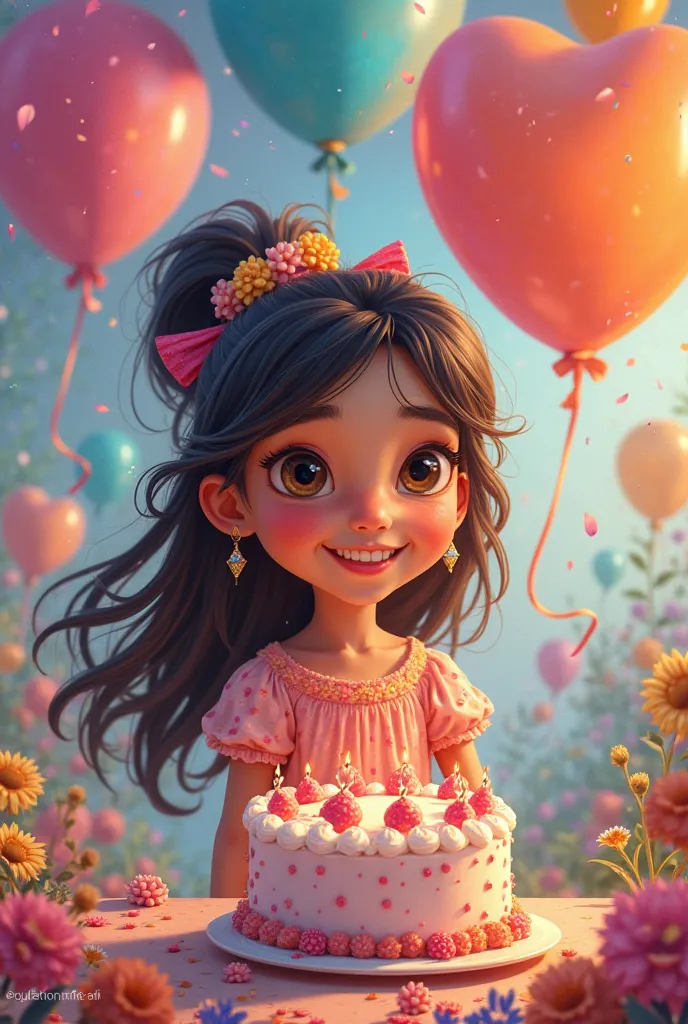 Generate a digital invitation for the birthday #9 by LUISA DAVILA with the cpibaras theme, Includes balloons and cake, 