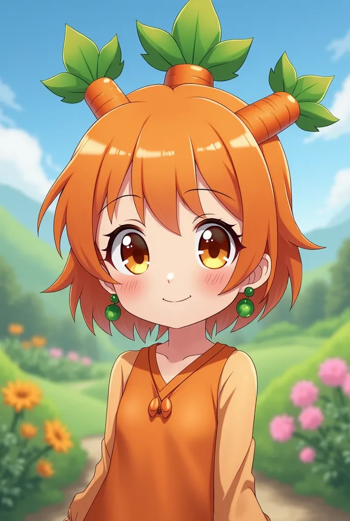 Make me an anime girl inspired by a carrot design