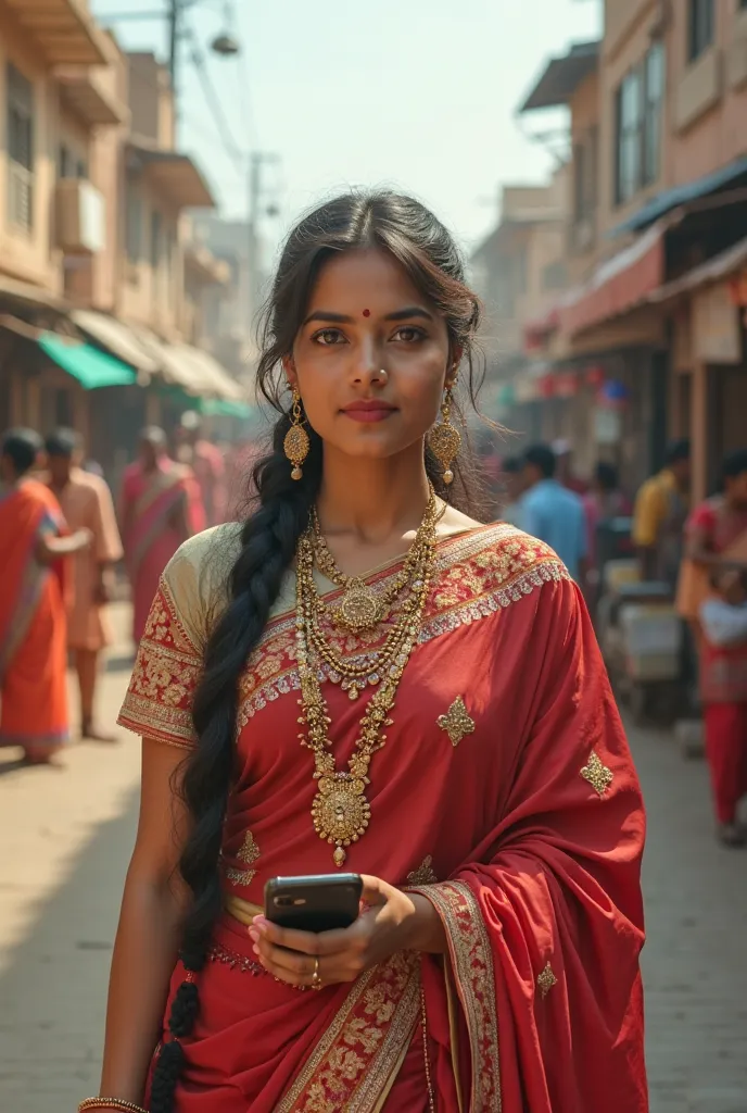 Pretty India with a phone 