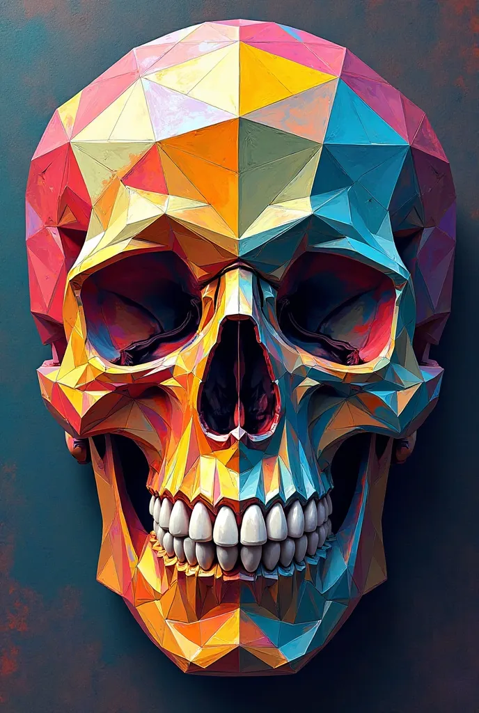 (skull ), (happy), Eduardo Kobra stuffed, MULTIDIMENSIONAL GEOMETRIC WALL PORTRAIT, until, Chibi, yang08k,  beautiful, colorful,  masterpieces ,  top quality, best quality, until oficial,  beautiful y estético, full color