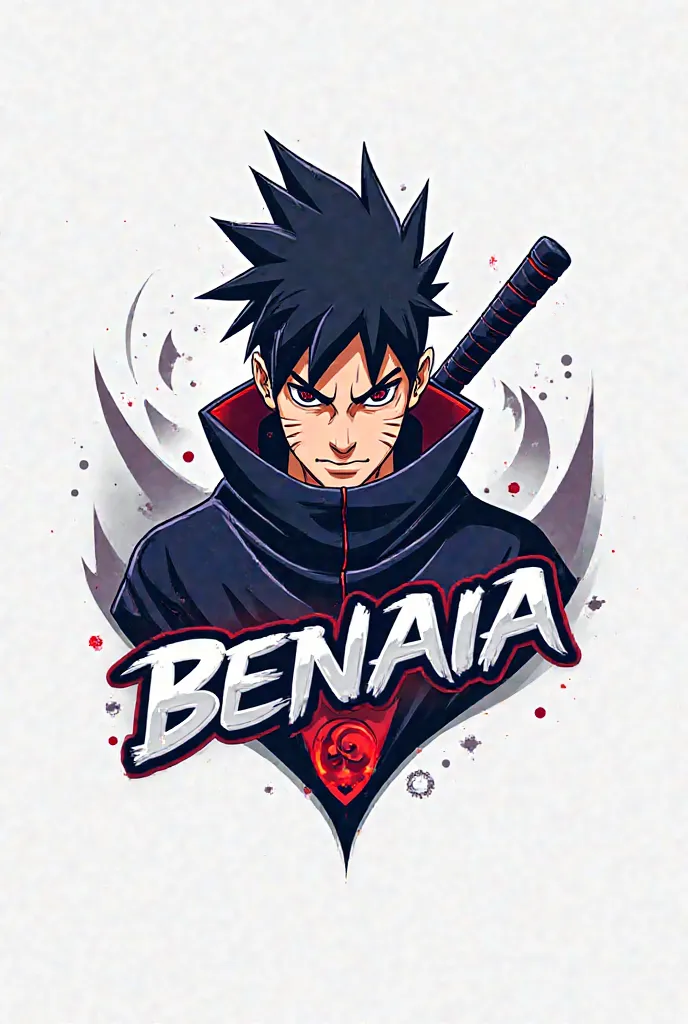 Create a graphic futuristic design logo with the name benaia on it and make it inspired by naruto