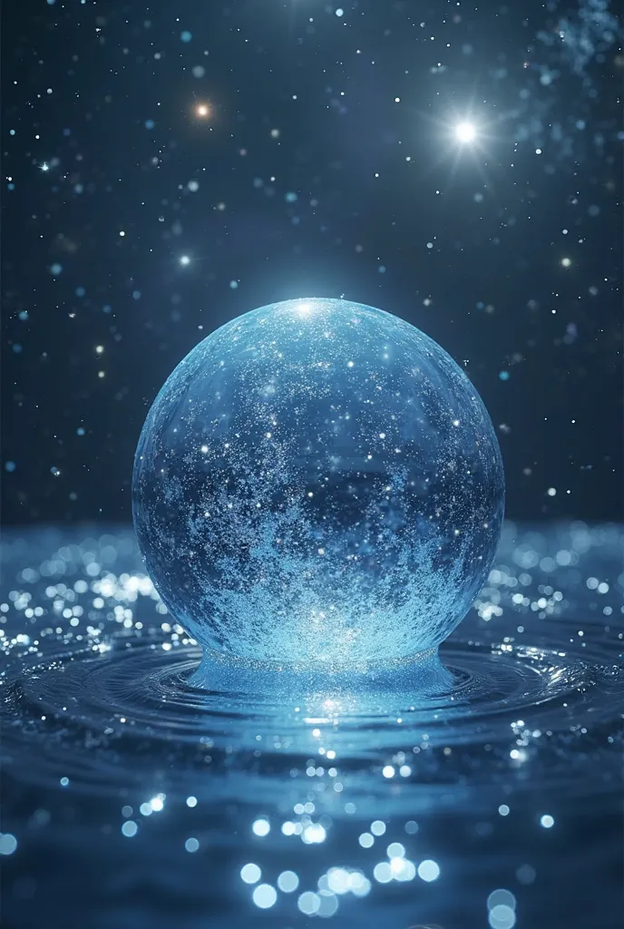 A ball of water floating in galaxy space 