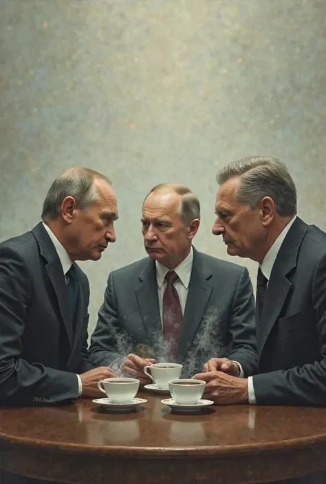  Vladimir Putin , Aleksandr Lukashenko, Vladimir Zelensky, drinking tea