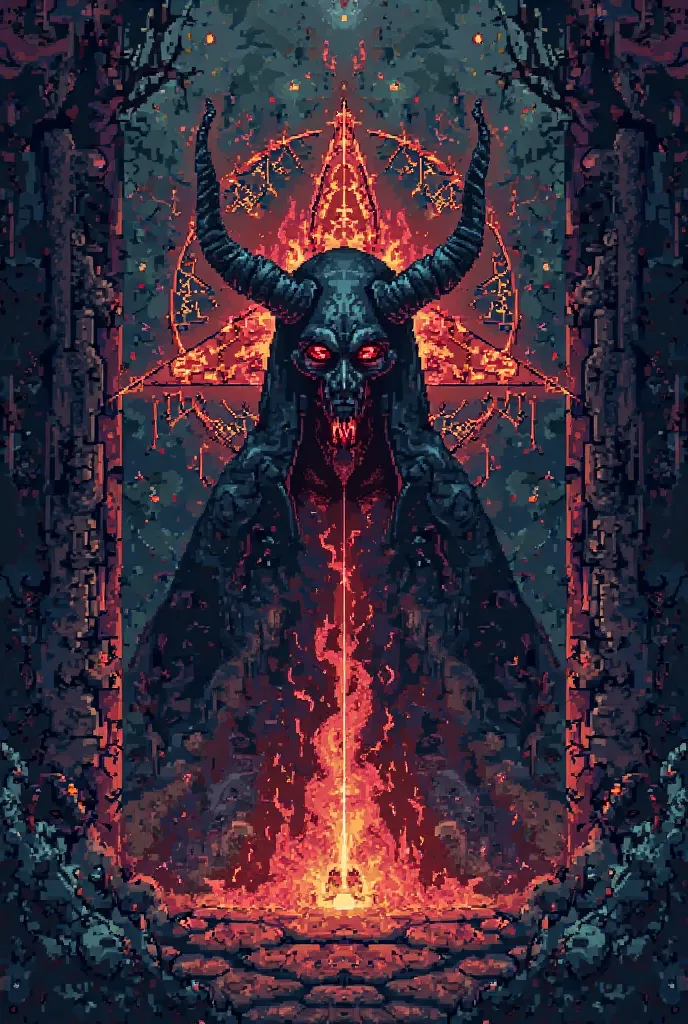 More Satanisme pixel art, cross stitch
