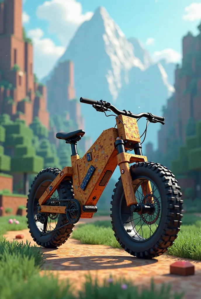 A Minecraft cube mountain bike