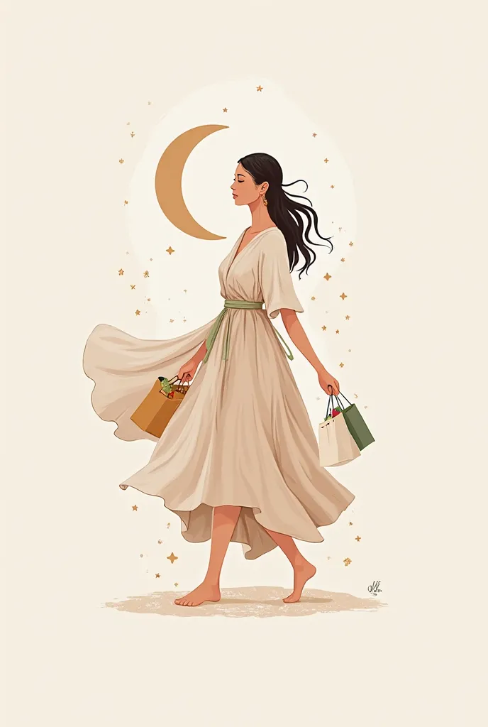 Luna logo with a woman with shopping bags 