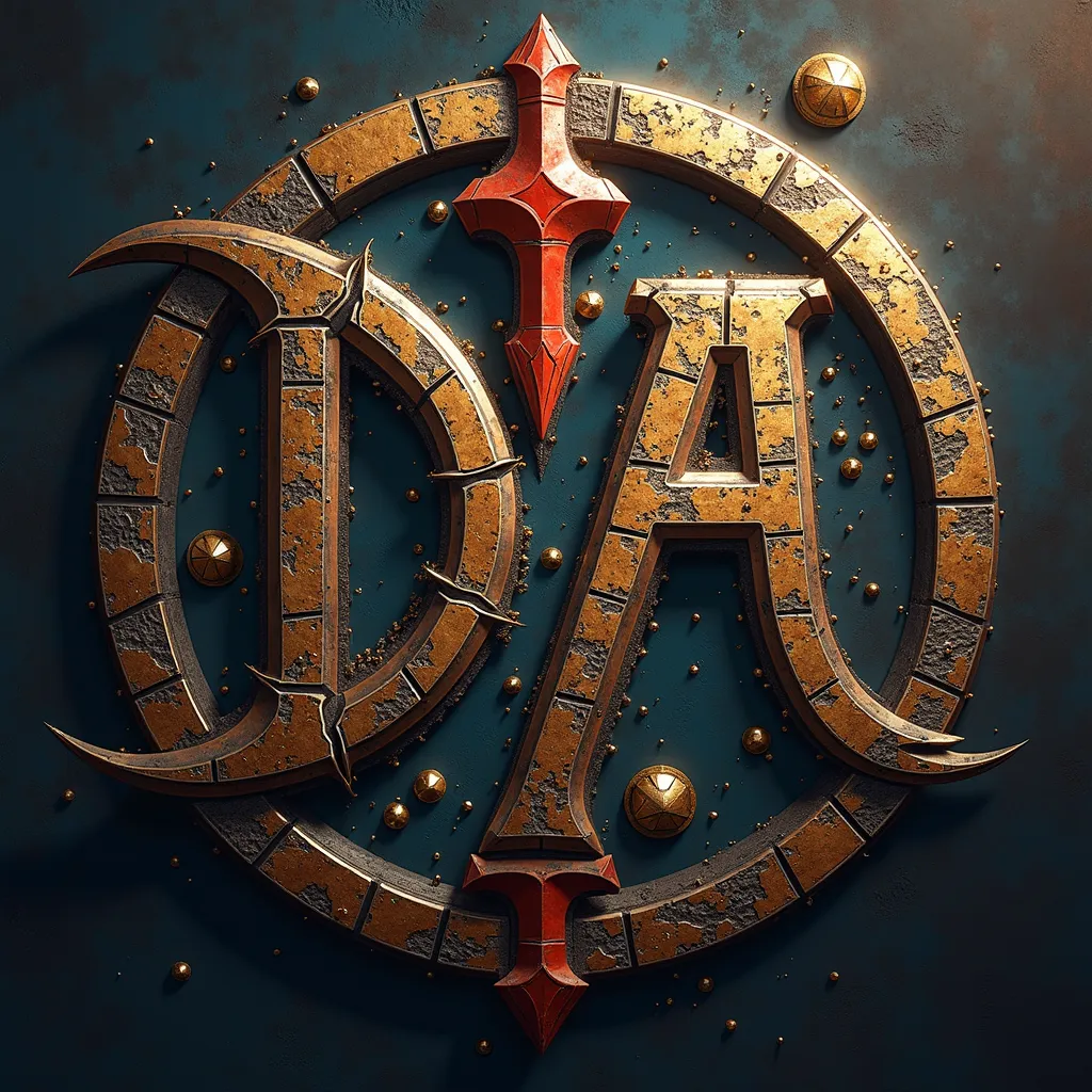 Create several examples of an intergalactic alliance coat of arms that must contain the initials D'A as the main symbol. Take as a reference the sci-fi themes space and war. It must be predominantly light-colored, in addition to small carbon details, gold ...