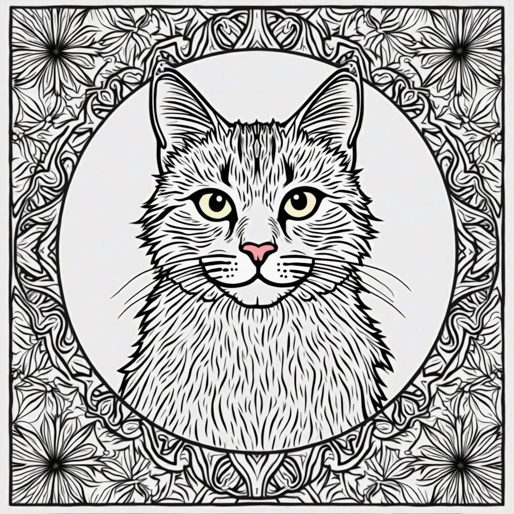 I need a cover for a coloring book mandalas with cats, I need the cover to have the title it calls "Mandalas and Cats", That the number of pages in the book appears on the cover, which are 35, The cover has to have a nice frame, that attracts attention but...