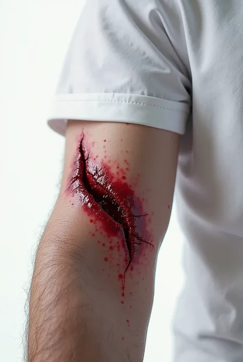 Knife cut in the man's arm, Are you in the hospital, Picture of the arm only