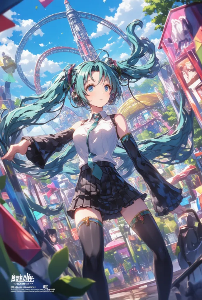 ( masterpiece、 Top Quality、 Top Quality、official art、  beautiful and beautiful  :1.2)、(one girl:1.3)  Hatsune Miku、twin tails, beautiful breasts,((masterpiece,complicated details)),1 girl,成熟した女性
BREAK
Hatsune Miku, Hatsune Miku, stupid hair,  Aqua Eyes, li...