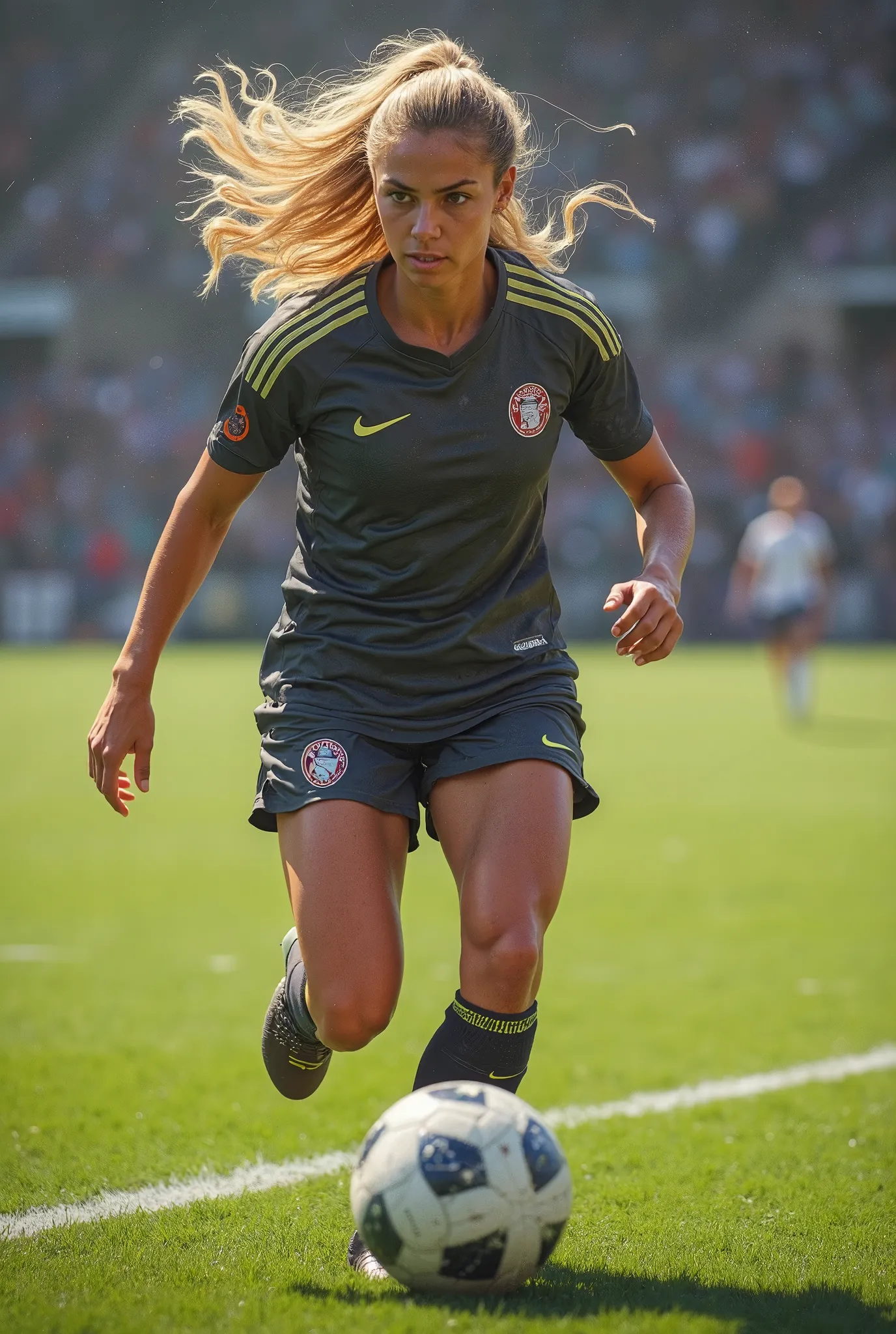 Soccer player blonde woman 