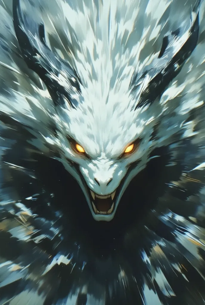 Roaring Eyes of the Dragon , white skin , Yellow eyes slightly dark background 