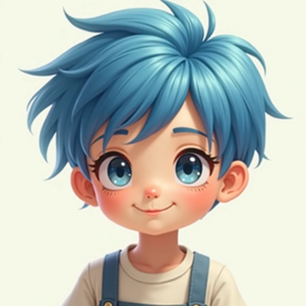 1 boy,blue hair,short hair,cute face,cool