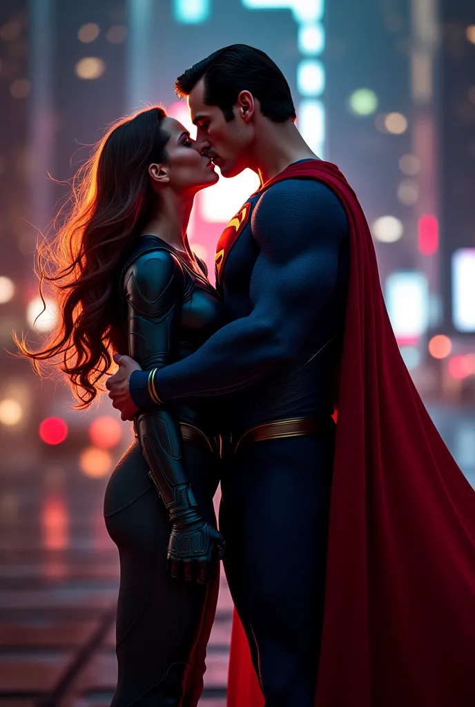 Batgirl kissing Superman