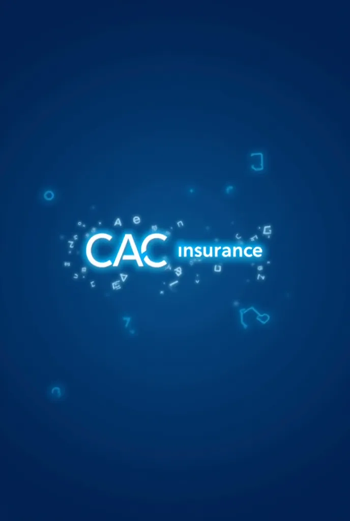   costumes : A clean professional work environment, in blue and white colors that reflect the corporate identity of CAC Insurance.
 can be combined with the main element: CAC Insurance logo appears in the center with a modern futuristic design.
  is writte...