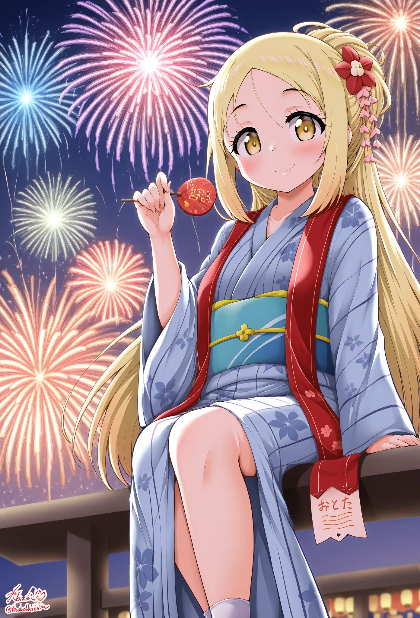     young ,yukata,stole, socks,fair,Holding,   Fireworks ,date,Yamato Nadeshiko, Panchira