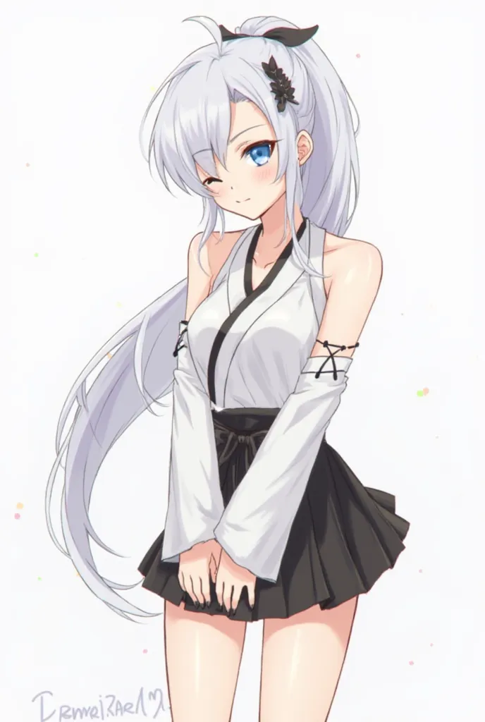  Honkai Impact 3rd, ทรง ponytail, smile,  very long hair,  white hair, breasts,Blue eyes, smile   ,  ponytail , Hair tieยาว , miniskirt , (hOn Kai:_star_Railway tracks\): ,  blouse open shoulders  , Young woman ,  มองที่ผู้ชม, Black Ribbon ,  robe  , Sensi...