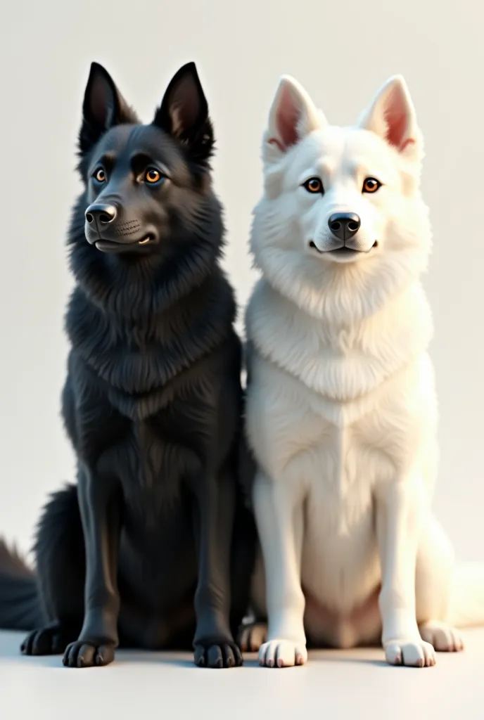 Make two little dogs, one full black and one full white. 