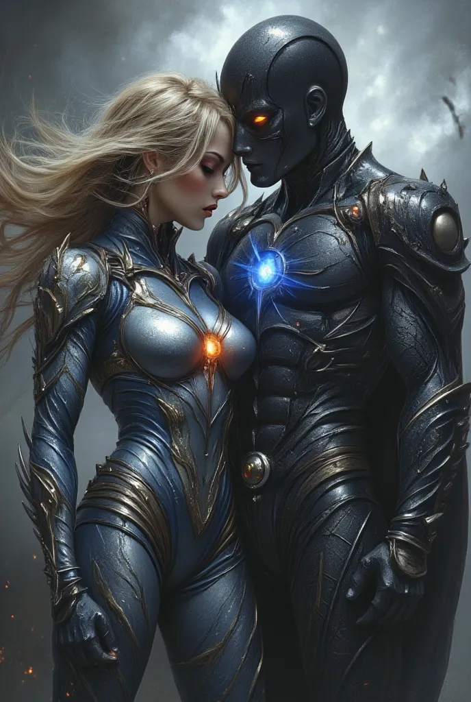  Here is a description of a couple of superheroes:

*Name:* Aurora e Eclipse

* Aparência:*
Aurora is a tall and athletic woman, with blond hair and bright blue eyes. She wears a silver and blue uniform, with a sun symbol on her chest.
Eclipse is a tall, m...