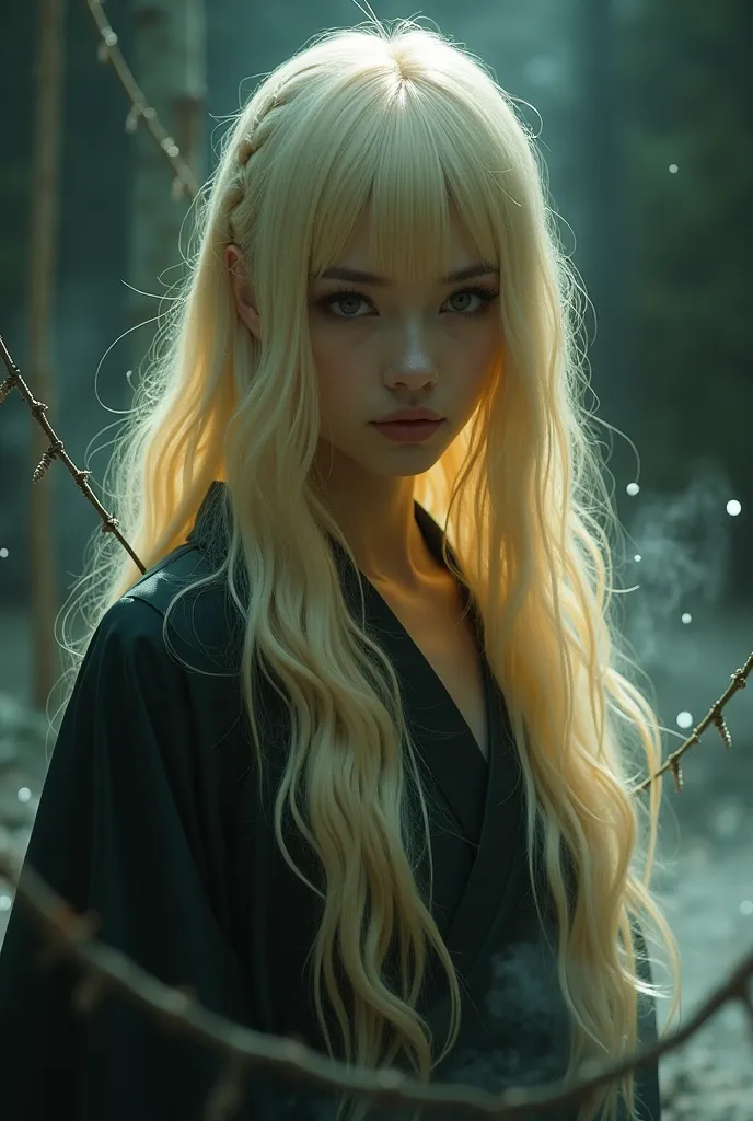 The japanese yokai krasue, beautiful, long blonde hair