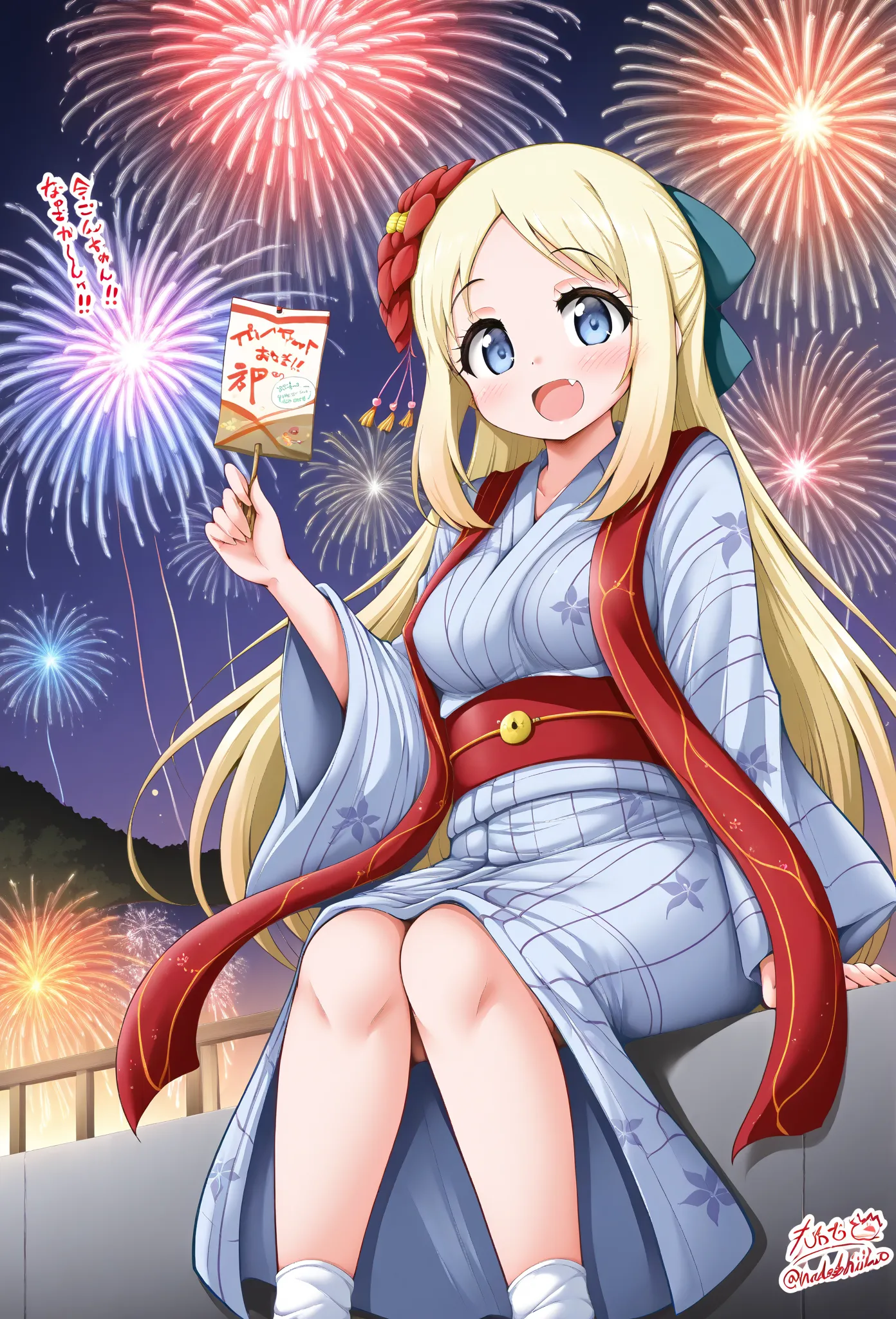     young ,yukata,stole, socks,fair,Holding,   Fireworks ,date,Yamato Nadeshiko,boobs