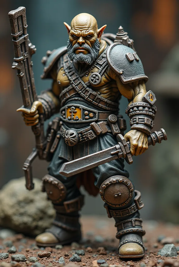 a close up of a small statue of a man with a sword, skaven, kobold, tabletop miniature, 😱 chaos · nightmare resin, grog strongjaw, resin miniature, high detail and very sharp, “erebos’s titan, stylized stl fantasy miniature, orc male readies his rifle, bal...