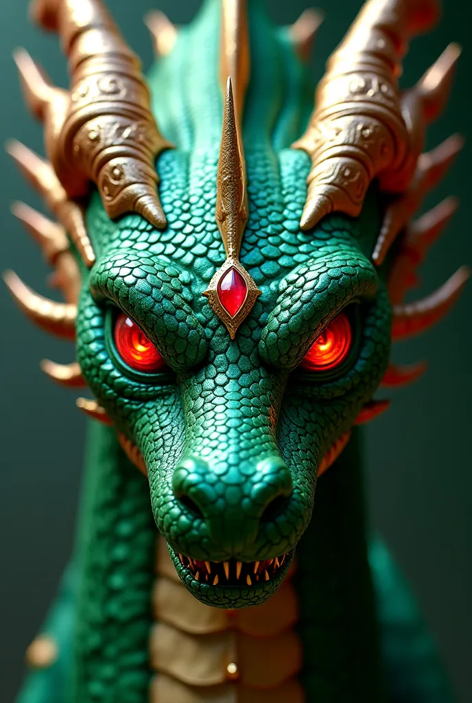 【 Visual description 】
1. ** main shape **：
- The center of the square frame shows a close-up of the head of the Holy Dragon
- Emerald colored scales cover the face，with a metallic finish
- Scarlet eyes（Proportional face 1/3）
- The dragon horn has an obsid...