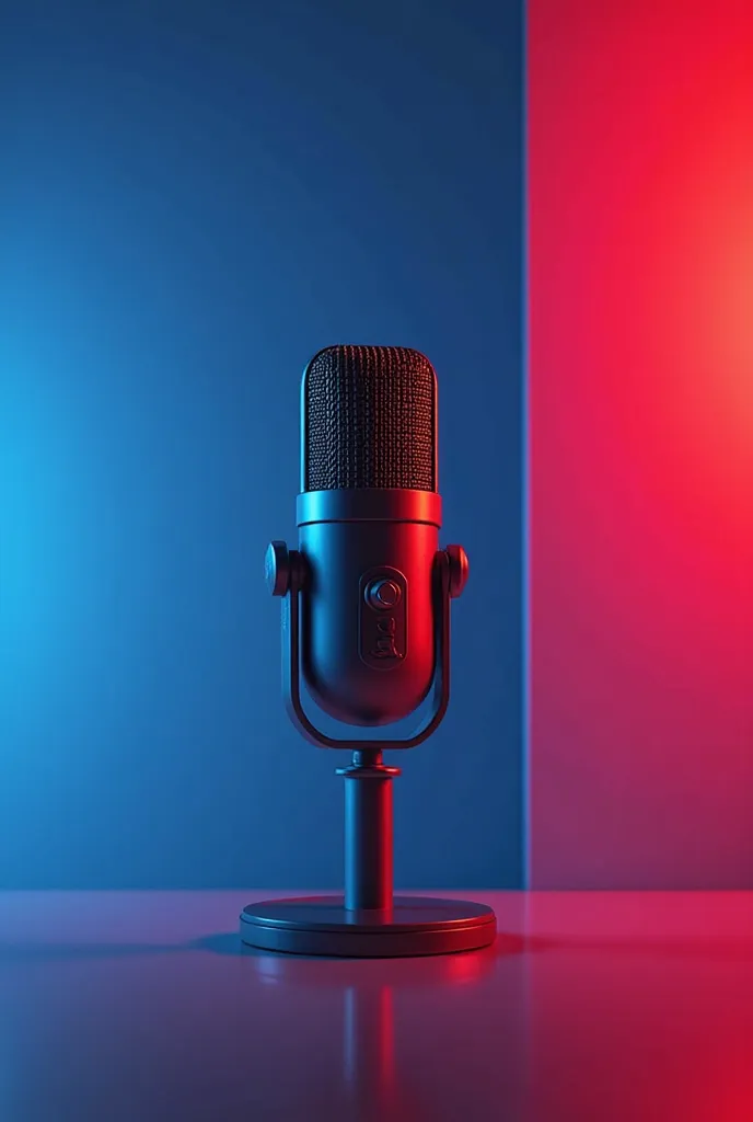 Make a blue-red background with a canteen microphone in the middle