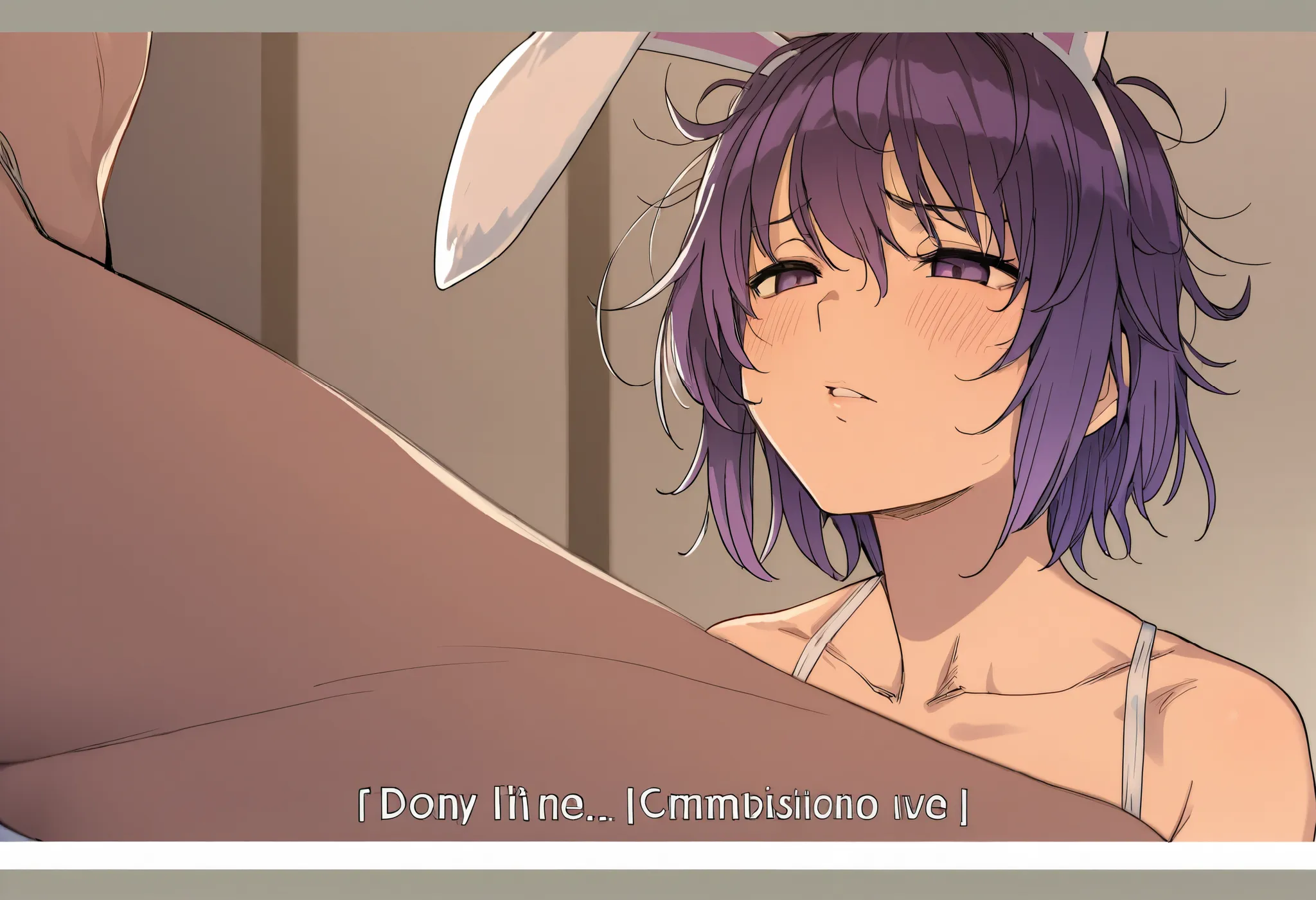 bunny girl in a bathub, short hair, nipples, bunny ears, purple hair, top rated on pixiv, at pixiv, is wearing a swimsuit, in an anime, in a anime masterpiece, commission, detailed colour,, messy hair, anime_source, counfused expression, cute face, young