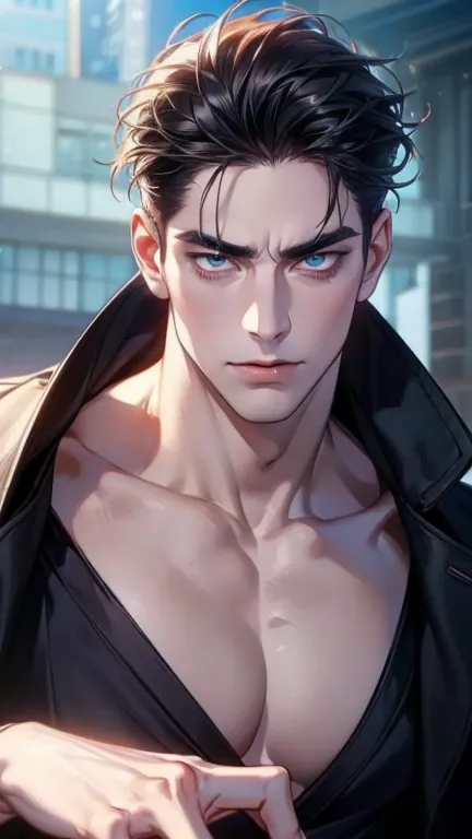 (  Idiot   ,4K,8k,    highres,  masterpiece:1.2),    breasts,(Realistic,photoRealistic,photo-Realistic:1.37),36-year-old man,3 day beard,cute anime ,Portraits,strong,masculine,      dark hair,sharp jaw,          mesmerizing eyes          ,     perfectly co...