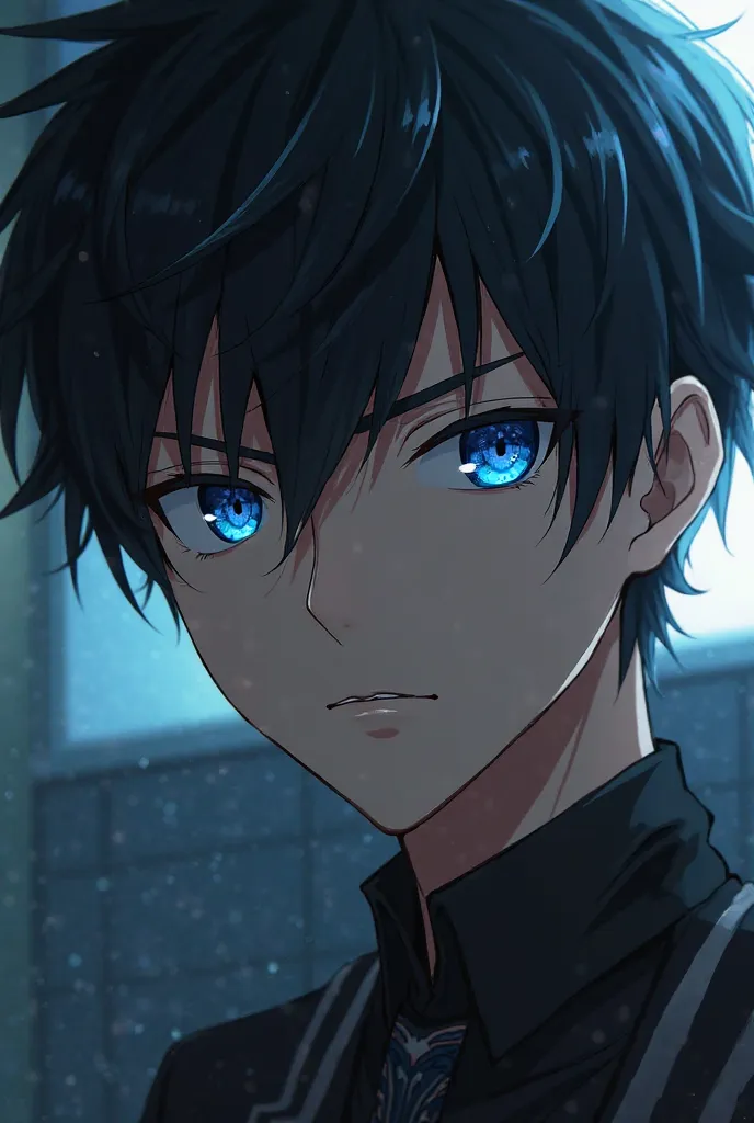 Black-haired Boy Blue Eyes Long Eyelashes Clear Skin Sharp Eyes Tokio Revengers 