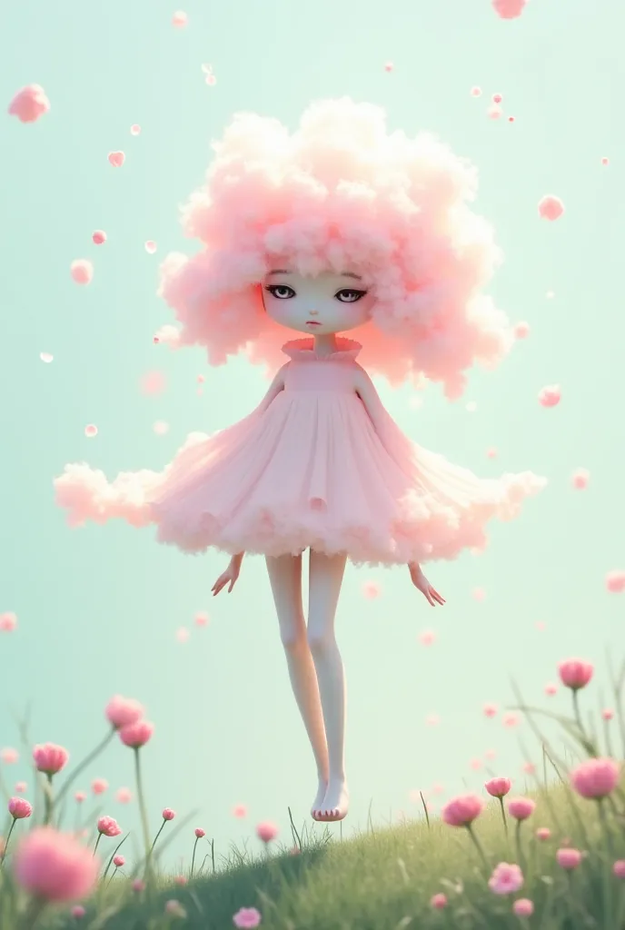 Make me a 2D character that is a combination of a cloud and a cherry blossom, only