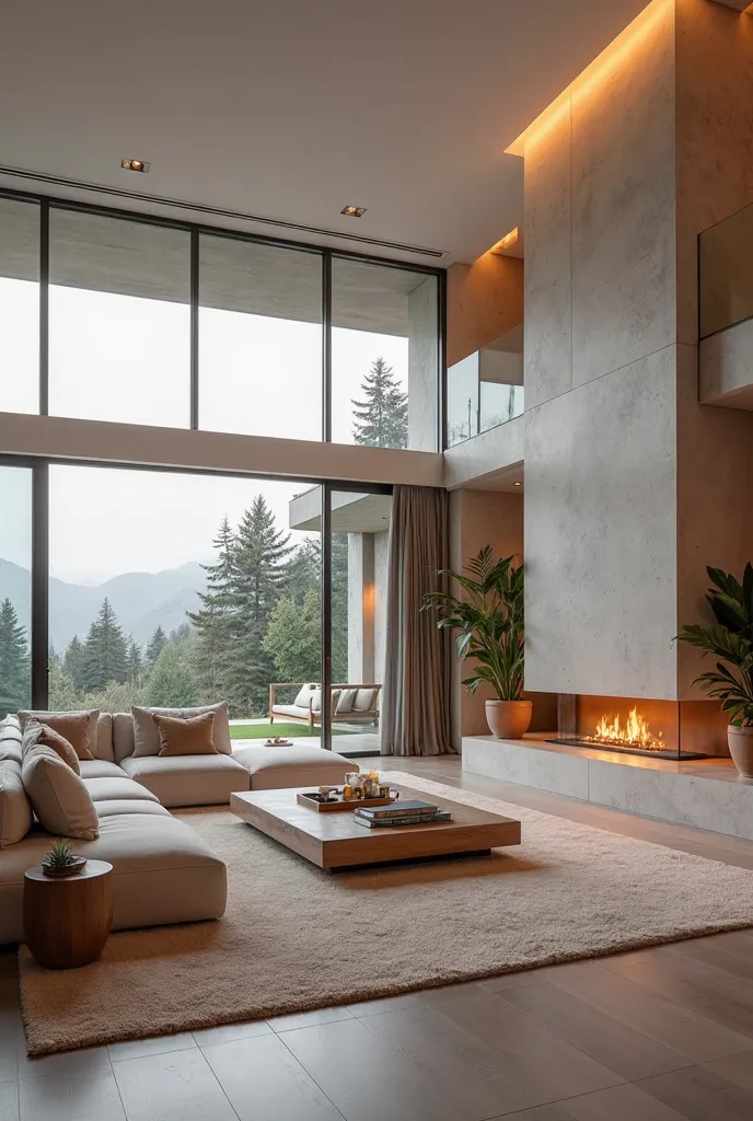 Create living room with modern architecture 