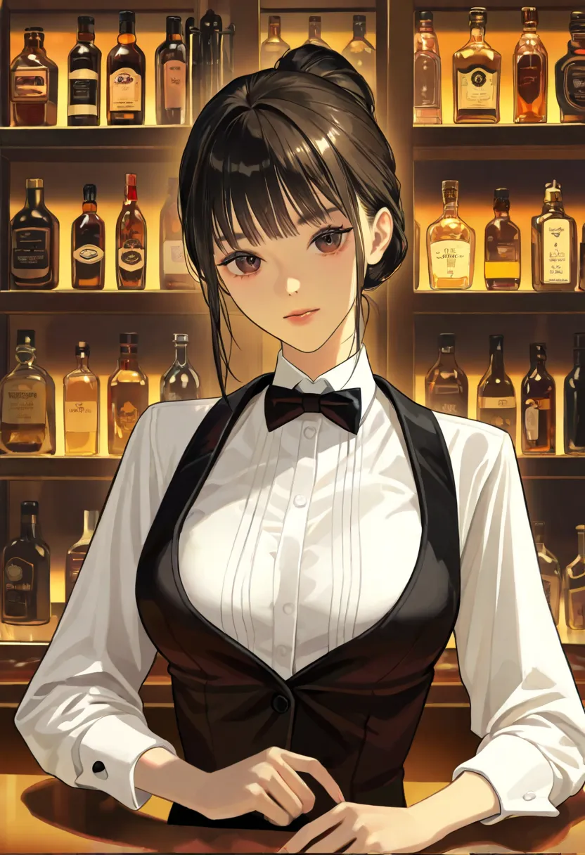  beautiful female bartender、Calm Atmosphere