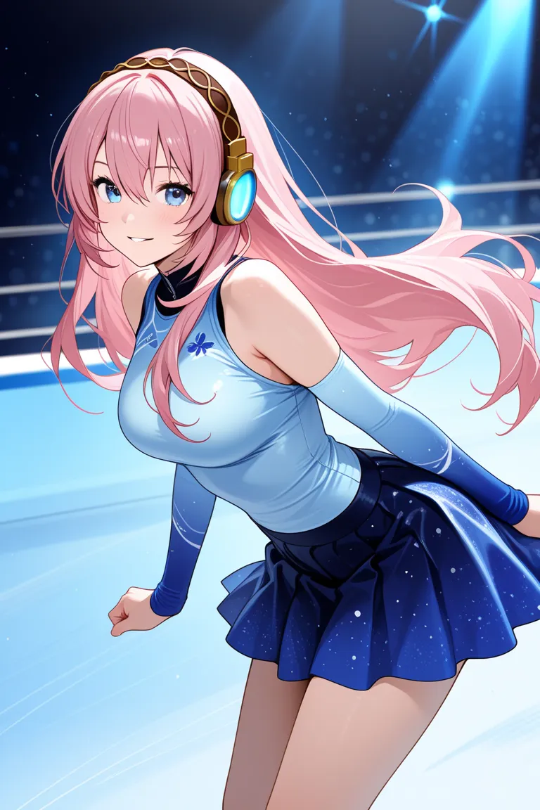 Blue light　Blue Skating Rink　Megurine Luka　Big Breasts　skating skirt　beautiful　cool