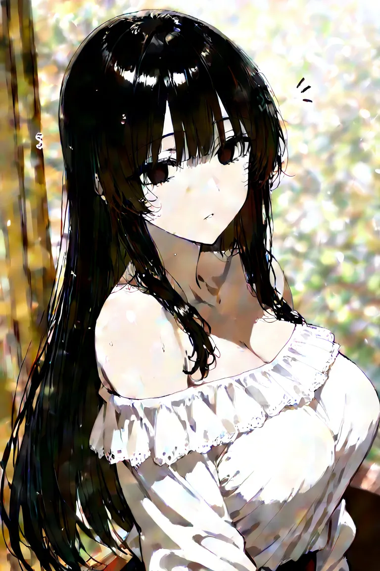 Illustration of an absolutely beautiful shoulder-length haired girl, the black and white manga seinen art that gives her a touch of seriousness, yet the girl seems beautiful. The high contrast in the illustration emphasizes the intensity of the character, ...