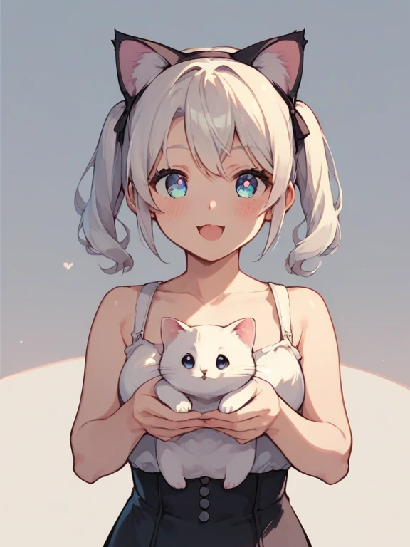 prompt: score_9, score_8_up, score_7_up,   source_anime，nsfw， uncensored，One cute kitten, Black Cat , converted characters , kitten, plain background,cute eyes