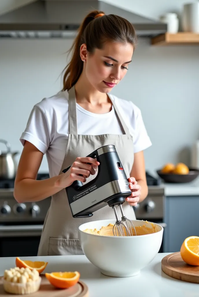 Woman with cake mixer 