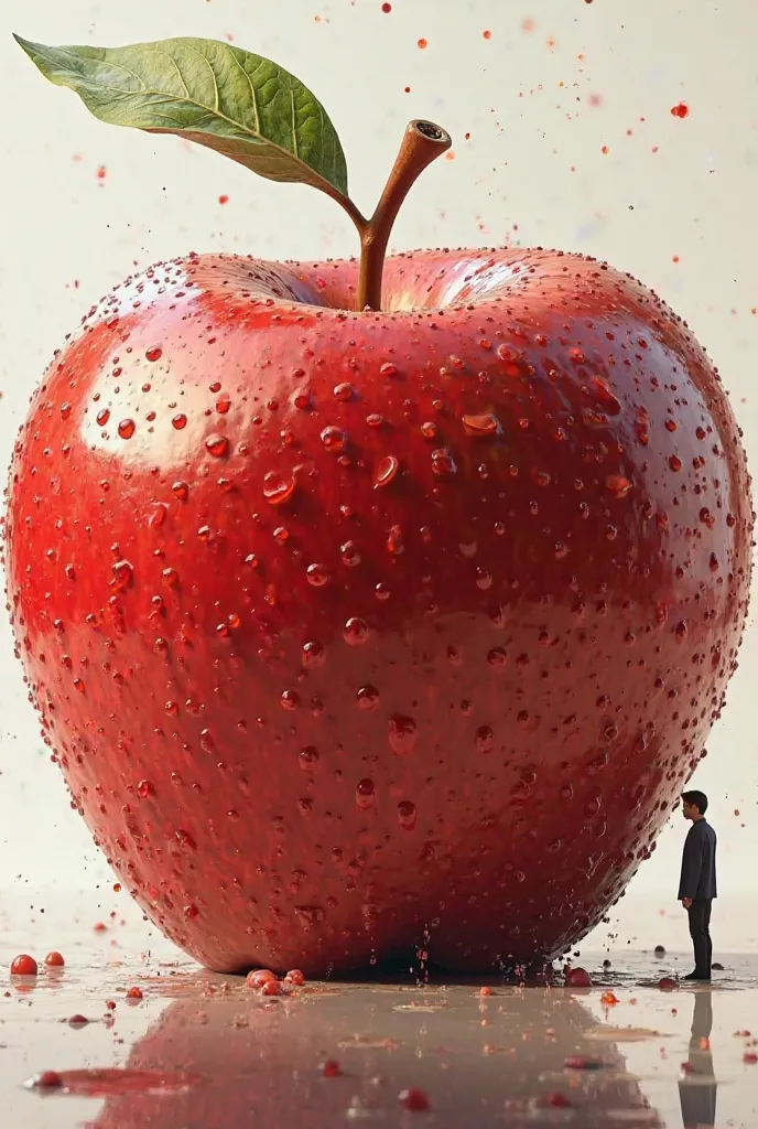 A huge wet animated apple fruit 