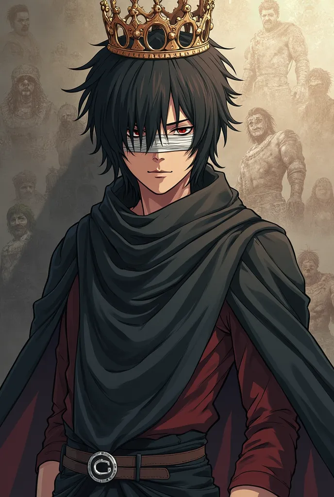 
Attack on Titans background with many giants behind. Anime-like character with a vandana that covers all his eyes crowns messy and serious hair Killing the Titans and a very detailed face Character with a bandage that covers all his eyes with a crown and ...