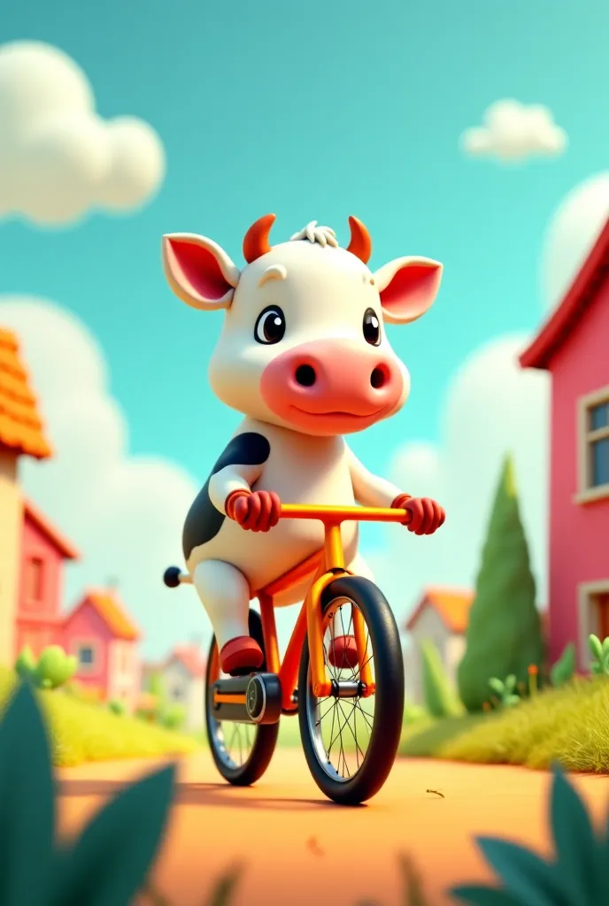 The cow's bicycle goes.ai animate image genrete