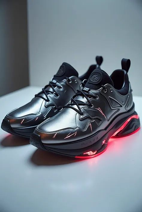 Samurai-style shoes with LED lights, front view, 