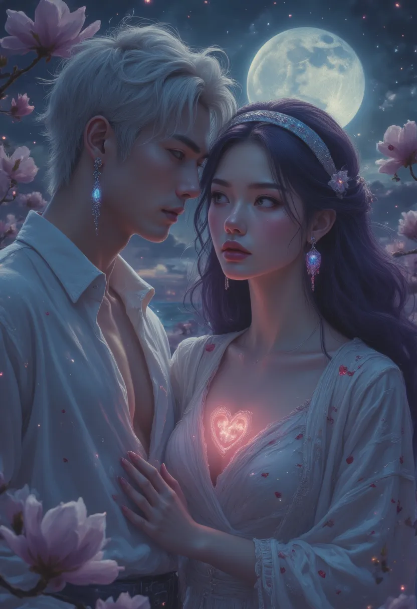 Best quality picture, very detailed.  8k resolution . A very handsome kpop style man with Asian eyes & long detailed eyelashes. er steht gegenüber einer sehr schönen asiatischen woman. woman ist im Kpop-Stil mit vollen Lippen.. both are very close with the...