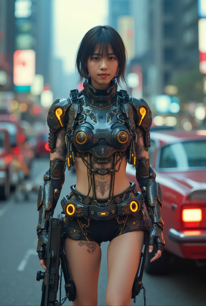 Cute Cyborg Girl, masterpiece, cinematic lighting, UHD, accurate, super detail, high details, high quality, award winning, best quality, highest, 16k, ultra detailed face, ultra detailed eyes, ultra detailed lips, ultra detailed hair, realistic textured sk...