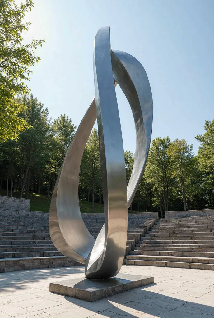 I need a simple modern metal sculpture for an anfi theater.