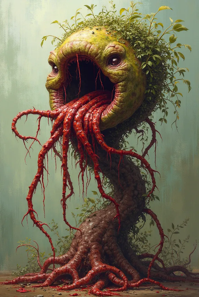 Flesh Plant - The Living Meat Plant is an abomination of nature, a profane cross between vegetation and pulsating flesh. Its roots are thick and move like tentacles, covered by viscous skin that gives off a blood-like odor.