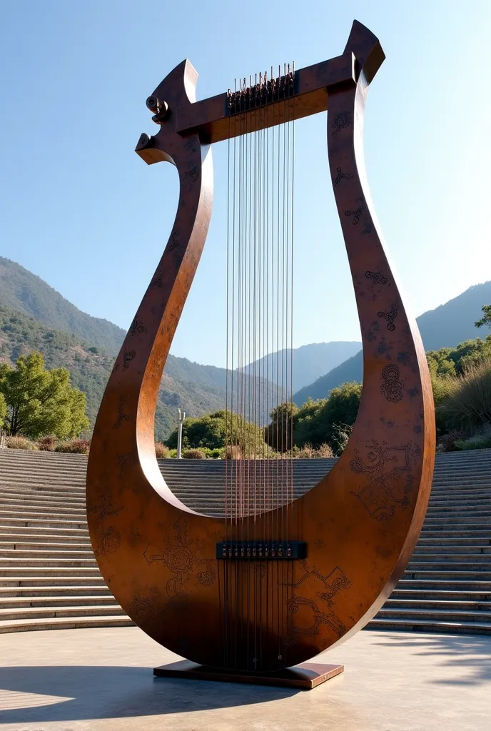 I need a simple  ethiopian music kirar metal sculpture for an anfi theater.