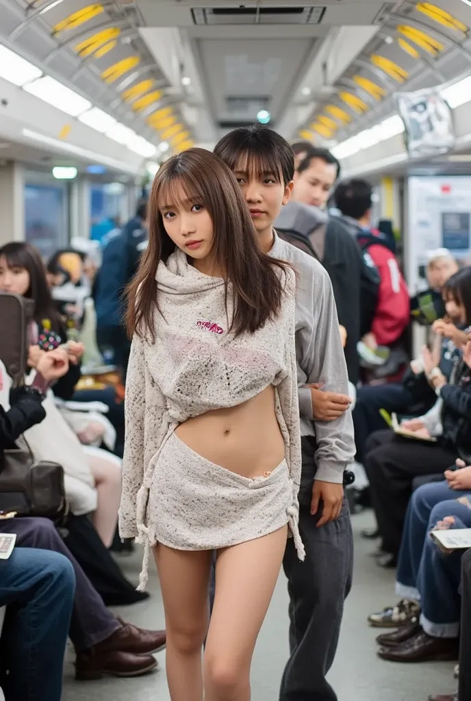 4K、((sexual assault offenders:1.5、Front Angle、 woman standing with legs open、  man sticks closely to a woman's back 、 Touching Women's Open Crotch 、Attracting Women's Hips  、man's hand is touching part of a woman's panties )),live action、(( Beautiful Japan...