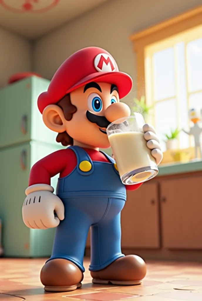 CREATE A VIDEO OF MARIO DRINKING MILK